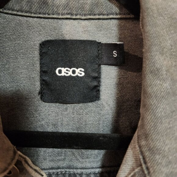 Asos Grey Gray Denim Jean Jacket Brooklyn Mens Size S - Picture 3 of 3